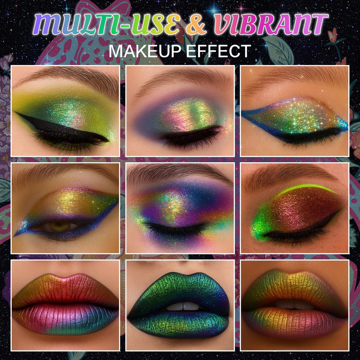 UCANBE Chameleon pigments work as highlighters or body shimmer for bold artistry.