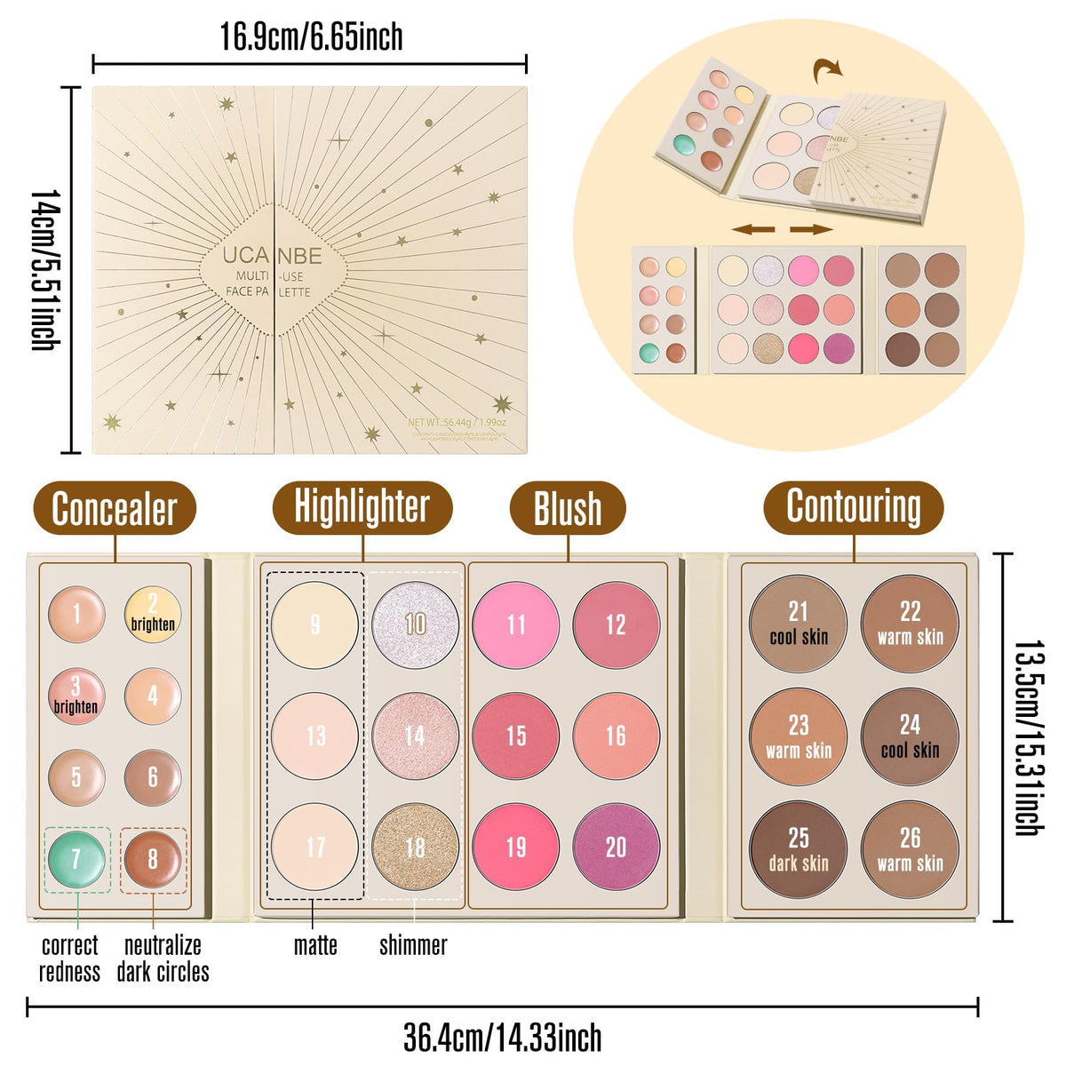 UCANBE concealers swatches for versatile coverage on blemishes and under-eye areas