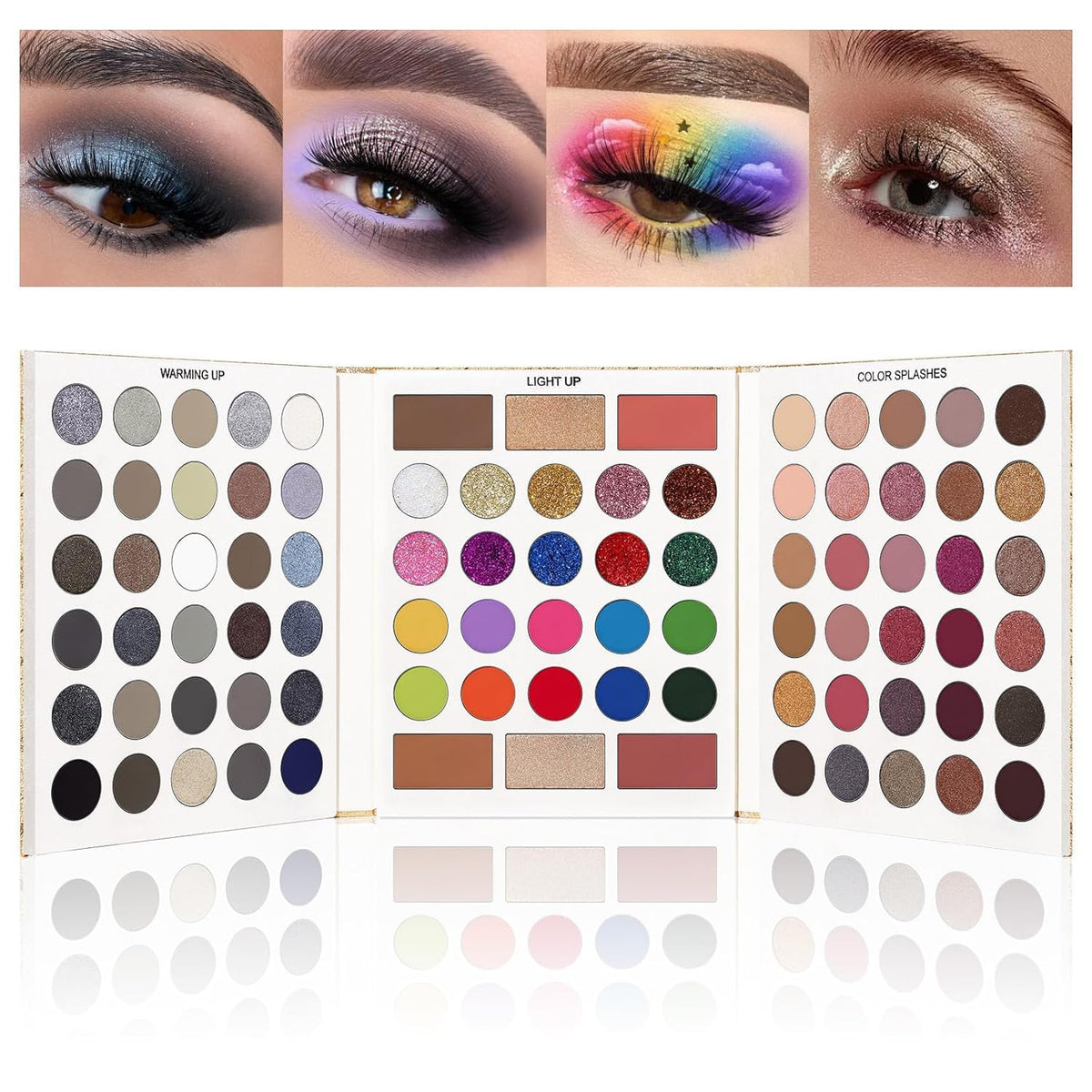 UCANBE Eyeshadow Palette open to reveal 86 colors for versatile looks.