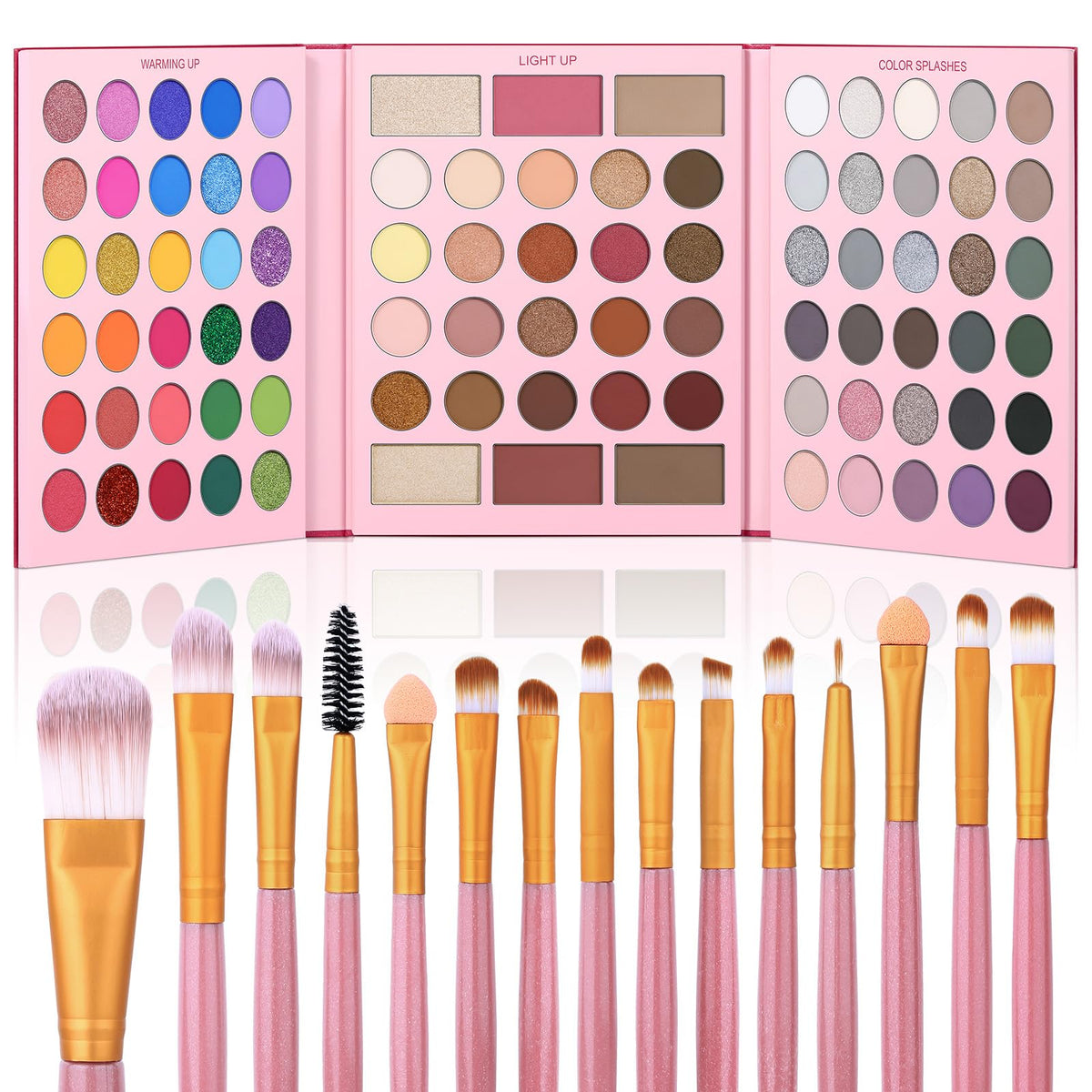 UCANBE eyeshadow palette with 86 shades open for natural to bold looks