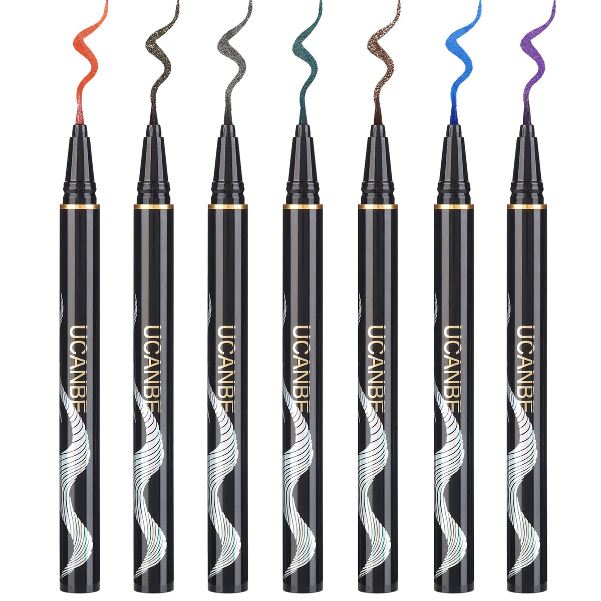 UCANBE finished eye look with shimmer liner for a party-ready glow.