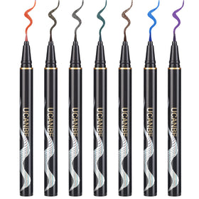 UCANBE finished eye look with shimmer liner for a party-ready glow.