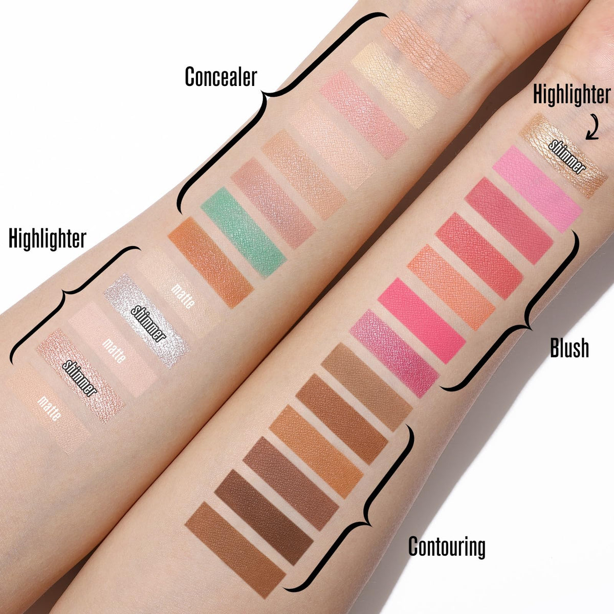 UCANBE highlighters show shimmer and matte options for radiant glow
