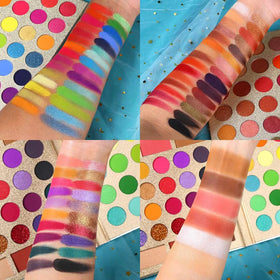 UCANBE Pretty All Set palette swatches with matte, shimmer, and glitter finishes