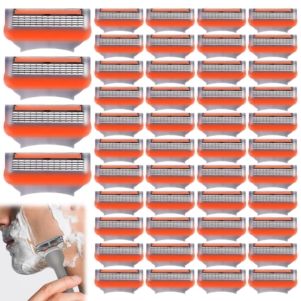 Uceento 48-blades razor pack with five-layer steel for long-lasting, close shave.