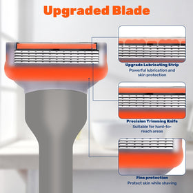 Uceento advanced 5-ply blades deliver precise, clean shaves.