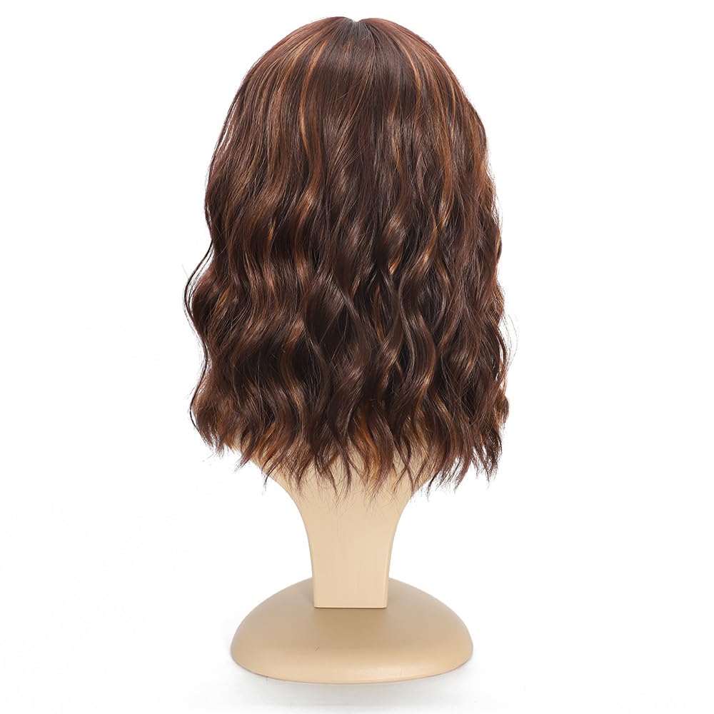Ucubb short bob wavy wig with bangs back view reveals smooth back profile