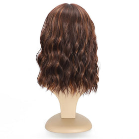 Ucubb short bob wavy wig with bangs back view reveals smooth back profile