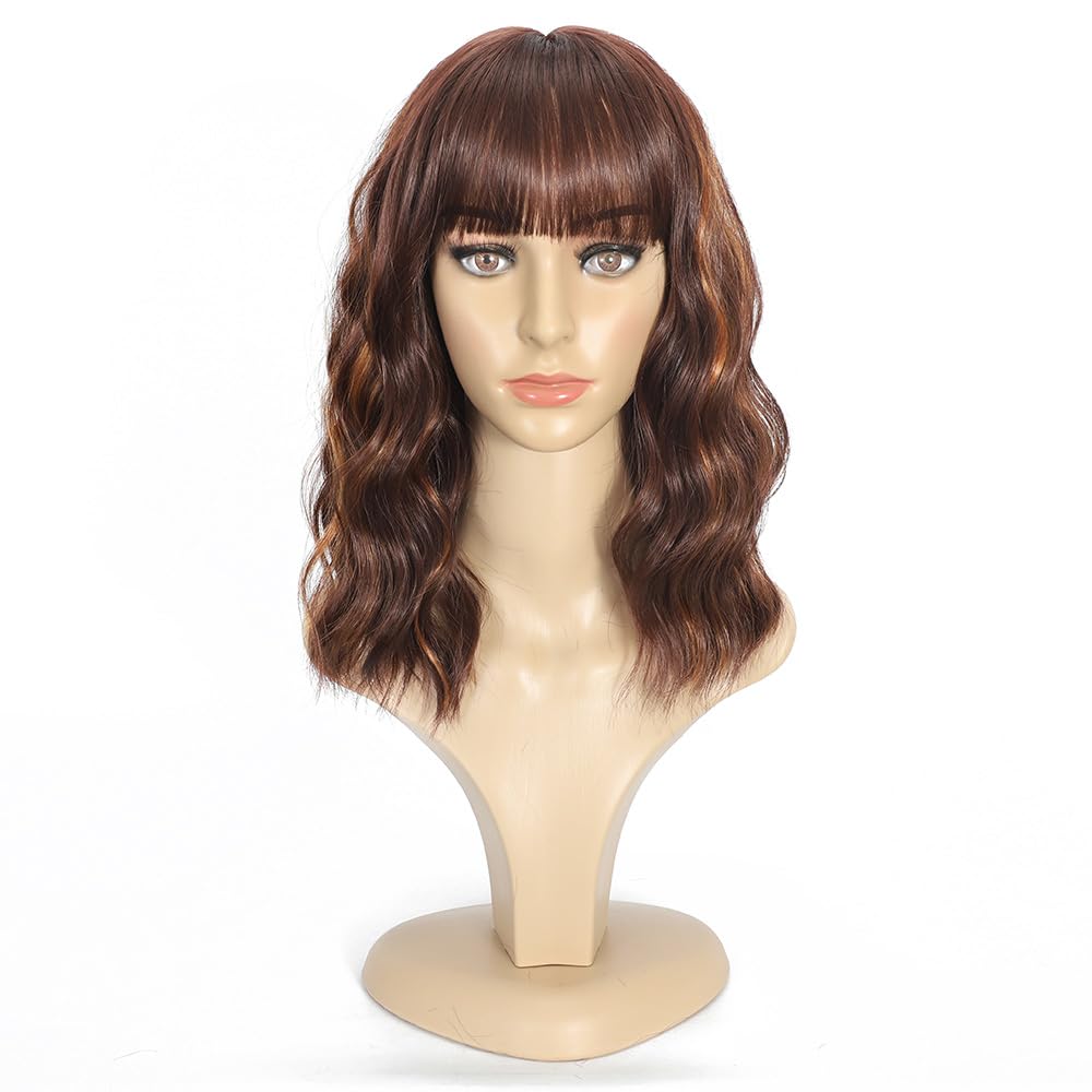 Ucubb short bob wavy wig with bangs side view highlighting layered silhouette for versatility