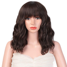 Ucubb 14-inch dark brown wavy bob wig offering versatile looks