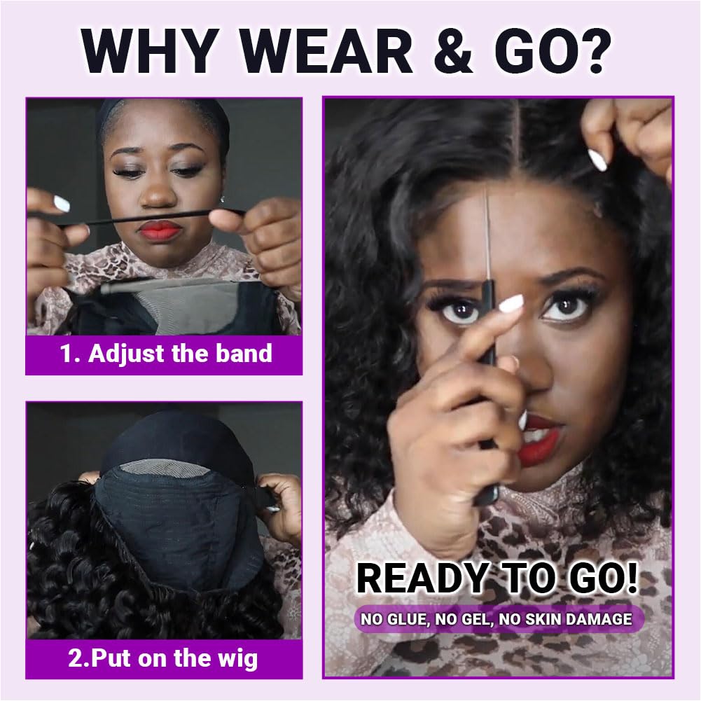 UCUVIC Glueless wig precut bob with cap detail for quick styling