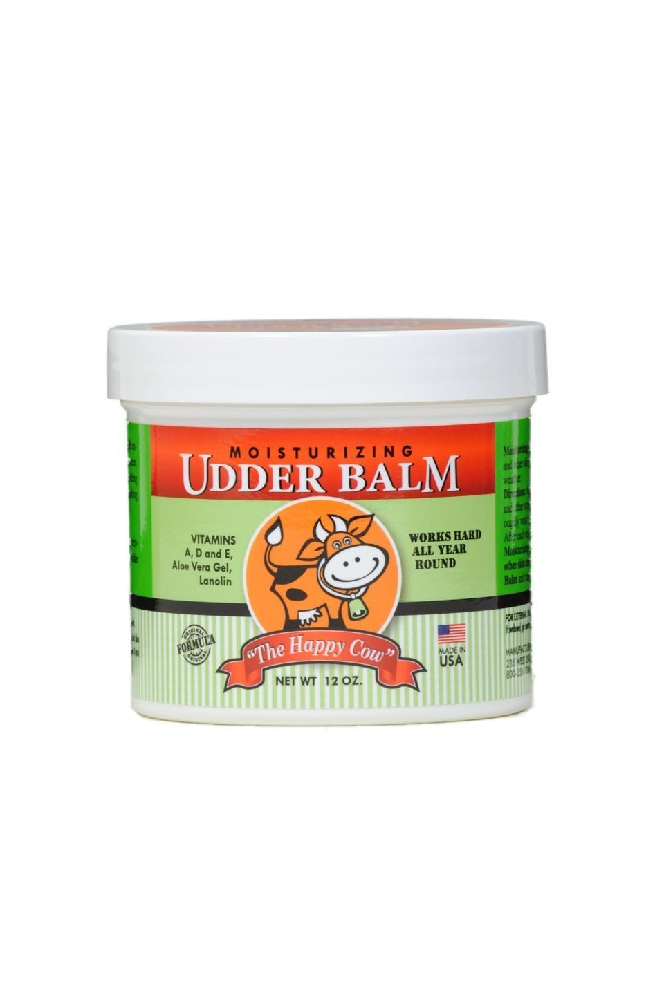 Udder Balm The Happy Cow 12oz jar front view for deep hydration of dry skin
