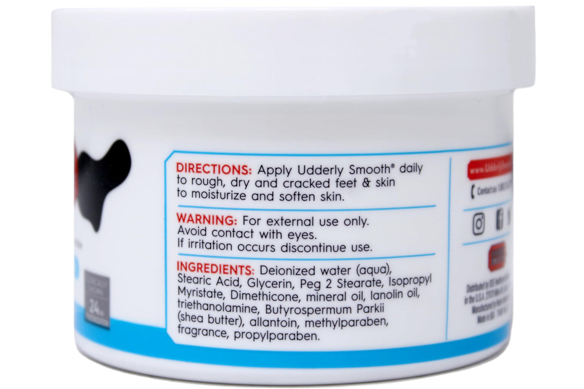 Udderly Smooth fast-absorbing texture on feet supports daily care