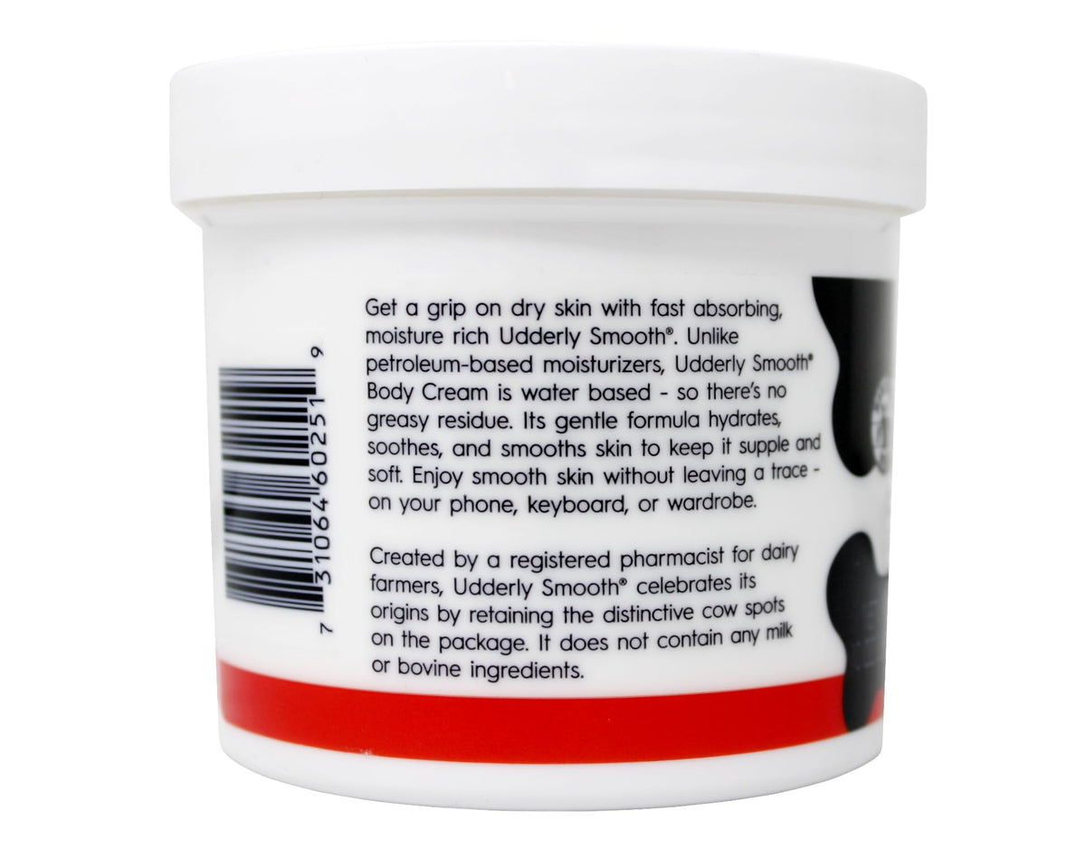 Udderly Smooth hand cream dispensing, grease-free hydration for dry hands.