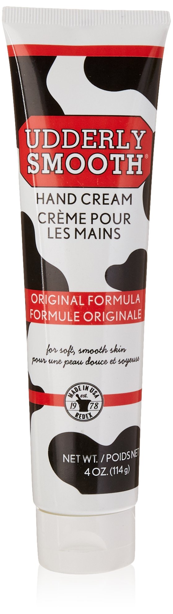 Udderly Smooth hand cream bottle showing the original formula for daily moisture.