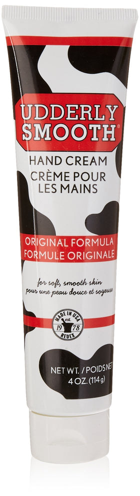 Udderly Smooth hand cream bottle showing the original formula for daily moisture.