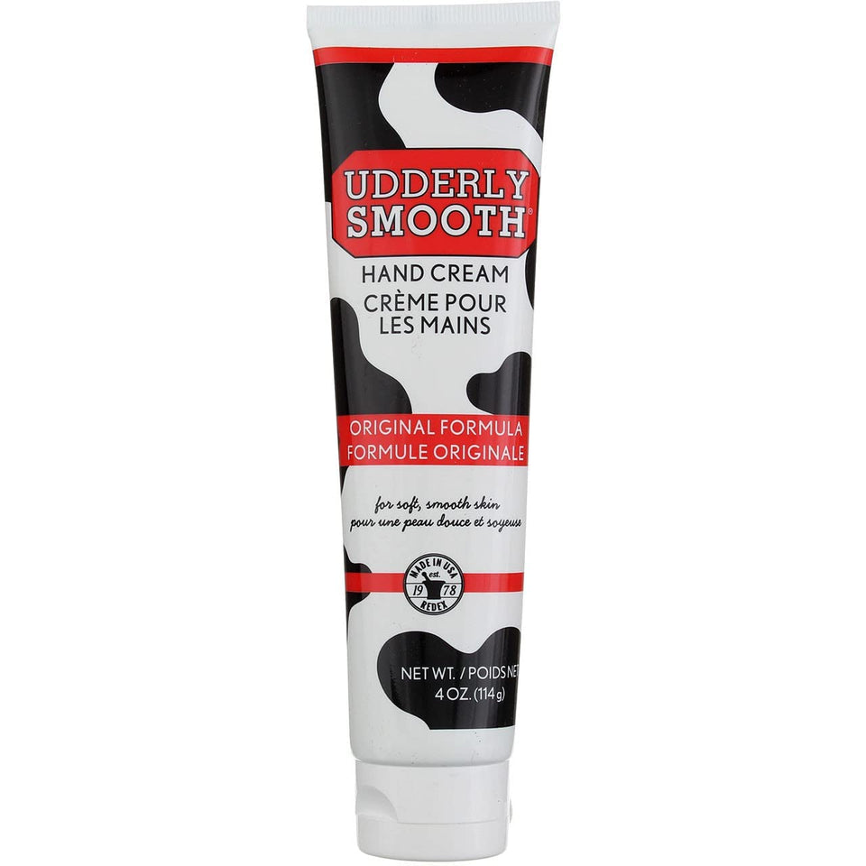 Udderly Smooth Hand Cream original formula jar close-up showing fast-absorbing moisture.