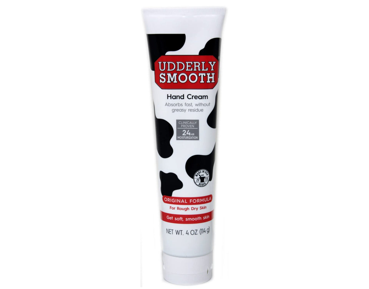 Udderly Smooth water-based formula closeup, non-greasy feel.