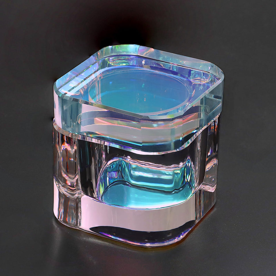 Udefineit Nails Dappen Dish in clear glass with lid for precise brush dipping