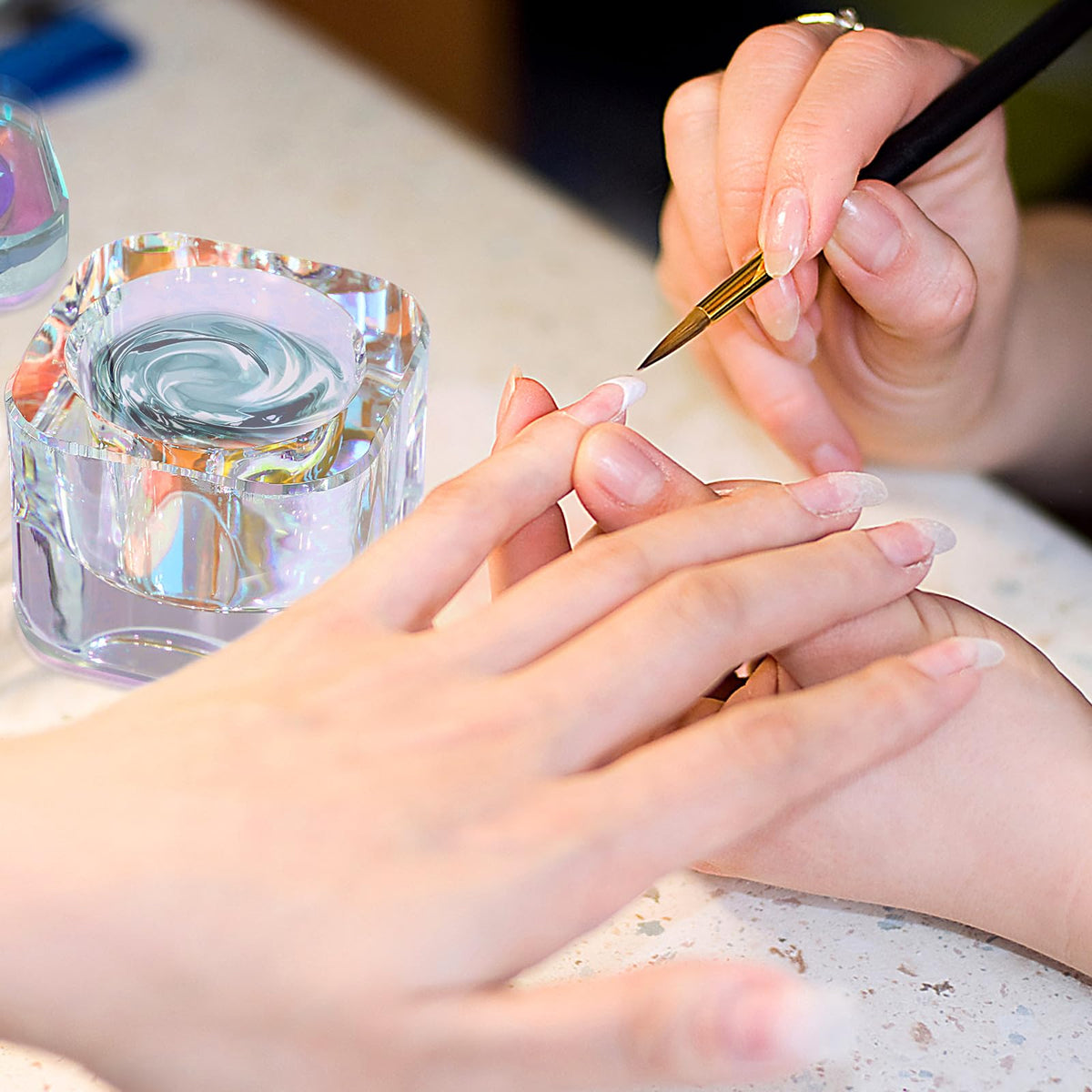 Udefineit Nails Dappen Dish with crystal glass and colorized glaze for vibrant nail art
