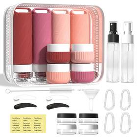 Udihch 26pcs travel bottles set close-up shows leakproof bottles for flights