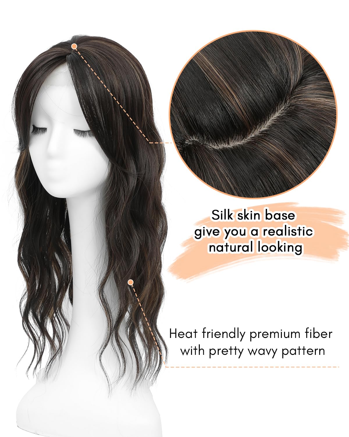 UDU Hair Topper fringe bang closeup demonstrates seamless front lace for natural blending.