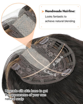 UDU Hair Topper clip-in points closeup highlights secure attachment and easy styling.