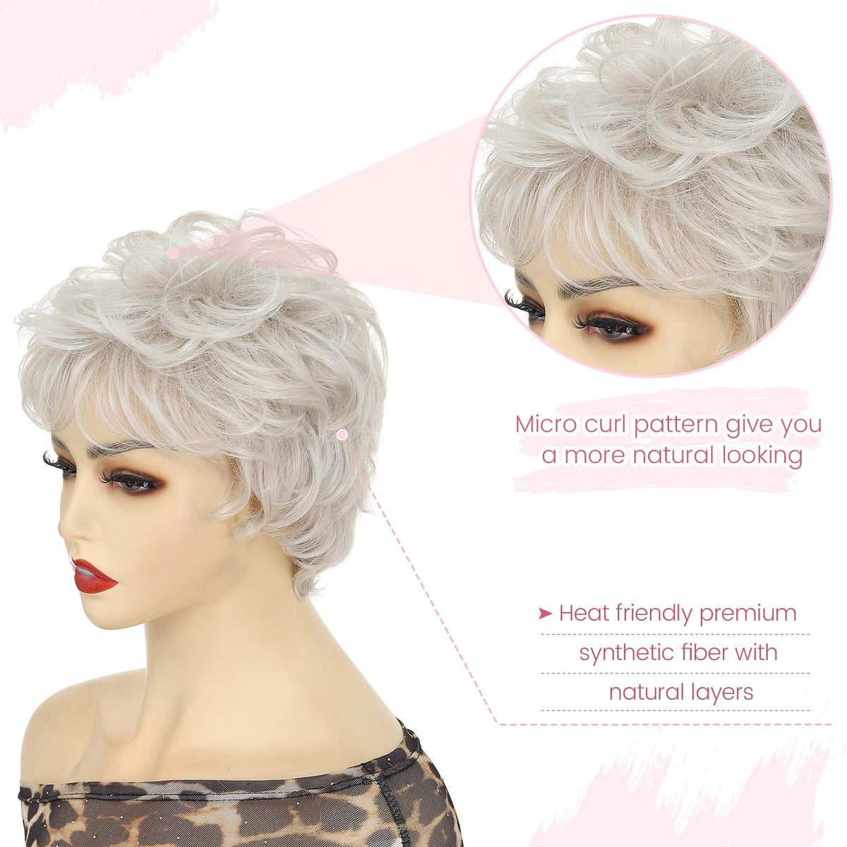 UDU lightweight breathable fiber wig keeps you comfortable all day.