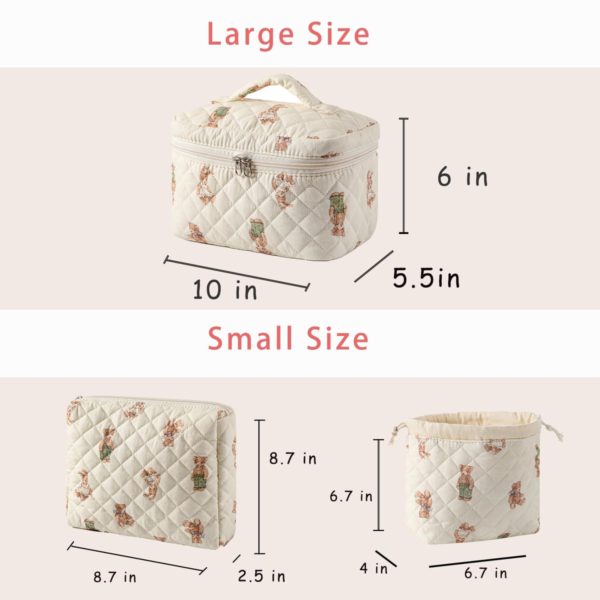 uekeboag medium makeup bag offers balanced capacity for daily essentials.