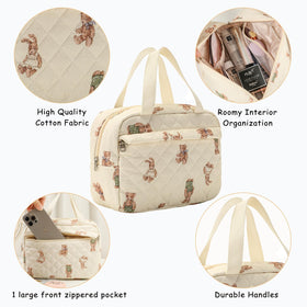 Cotton exterior with nylon lining of the Coquette bag for durability