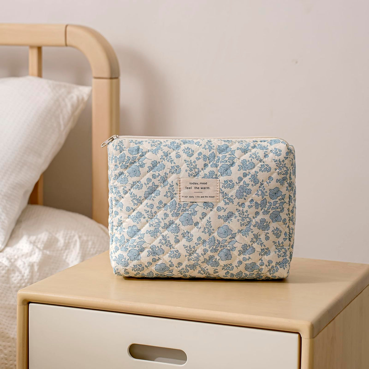 uekeboag floral cotton organizer inside view lightblue shows smart layout.