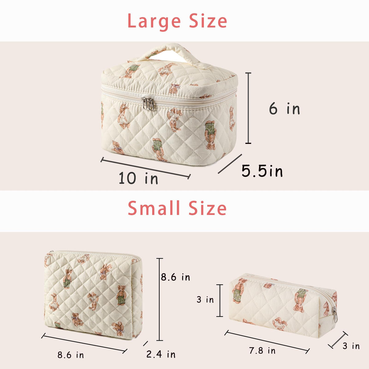 Uekeboag floral quilted design enhances everyday cosmetic organization.