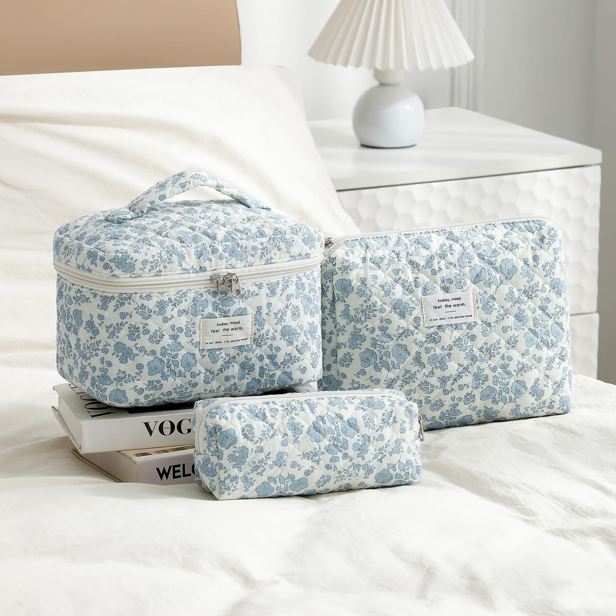 uekeboag travel cosmetic bag foldable lightblue for easy packing.