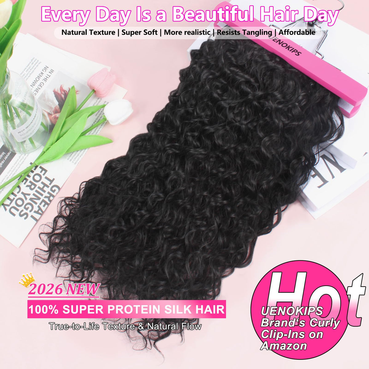 UENOKIPS Full-head clip-ins offer versatile volume for many looks.
