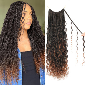 UENOKIPS Goddess Box Braids 14inch closeup shows premium protein fiber texture and natural shine.