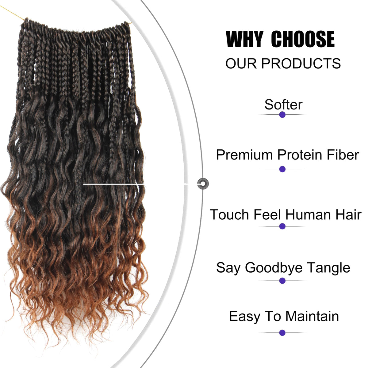 UENOKIPS Goddess Box Braids with curly ends add boho flair and versatile wear.