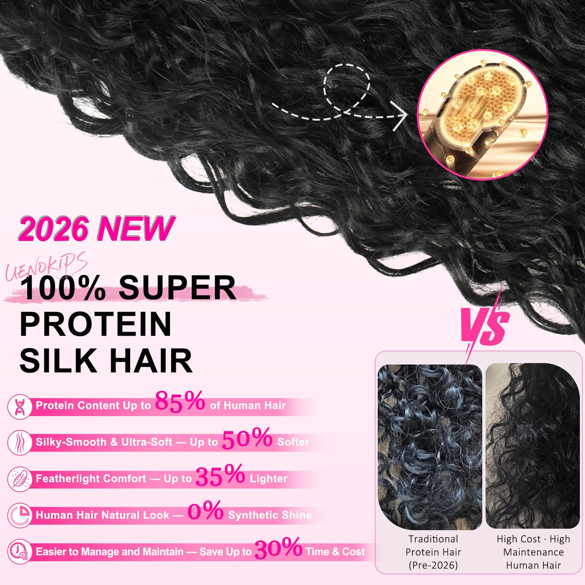 UENOKIPS Soft lace weft detail blends invisibly with your hair for comfort.