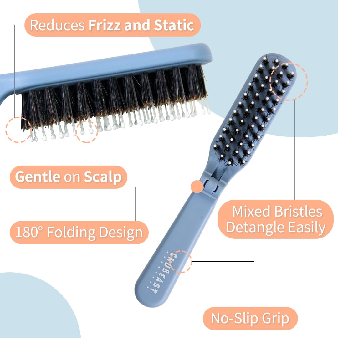 Uffy MiniPop dual-bristle system smooths frizz and detangles gently.