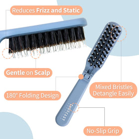 Dual-bristle system on Uffy MiniPop promotes detangling and oil distribution.