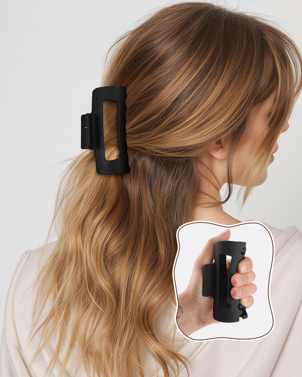 Ufgin silicone claw clip shown for shower use keeping hair neatly held