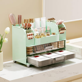 UFORU makeup organizer with side brush holders for tidy tools