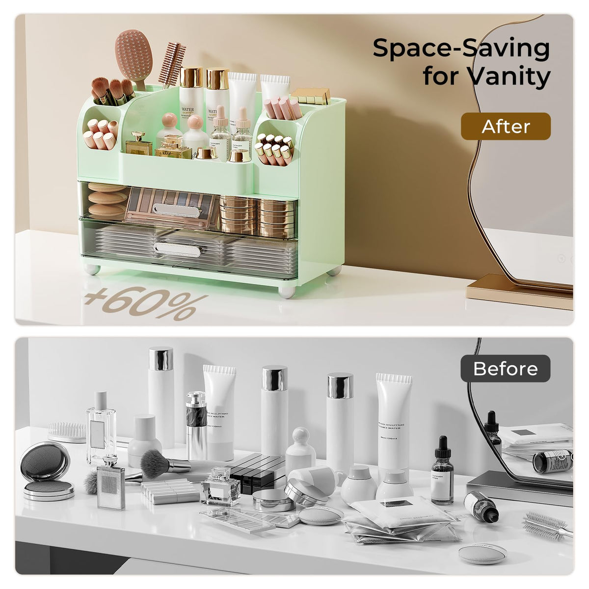 Durable ABS plastic makeup organizer that's easy to clean by Wipe