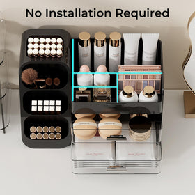 UFORU large-capacity case keeps brushes, bottles, and polish neatly arranged.