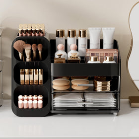 UFORU vanity organizer with open compartments for quick grab-and-go beauty items.
