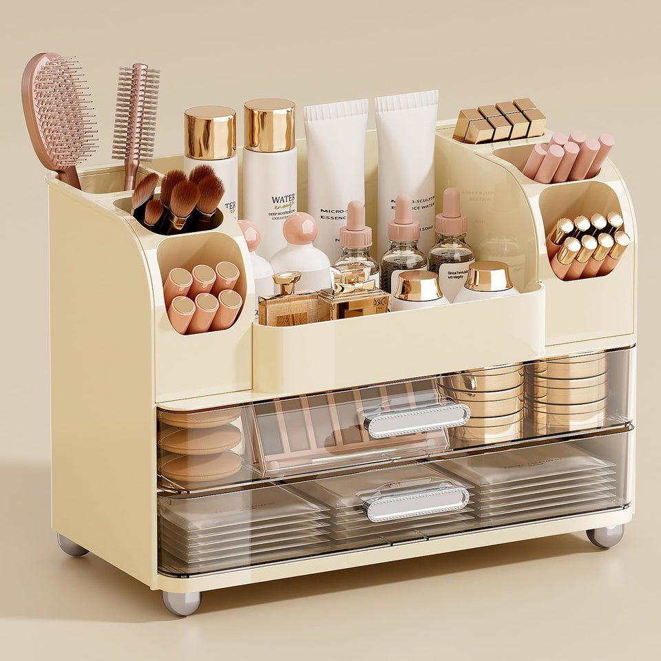 UFORU makeup organizer vanity with two large drawers for easy access