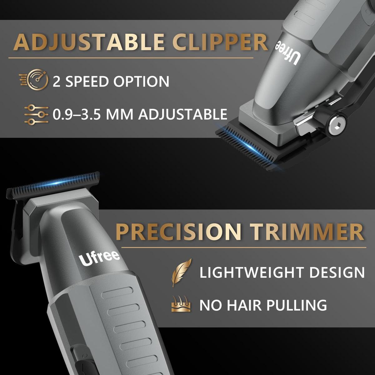 Ufree beard trimmer detailing for clean, sharp lines