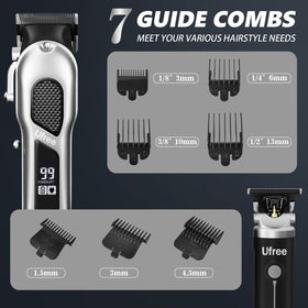 Ufree cordless use image featuring quick, silent operation for home grooming.