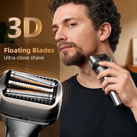 Close-up of Ufree foil shaver showing floating foil system