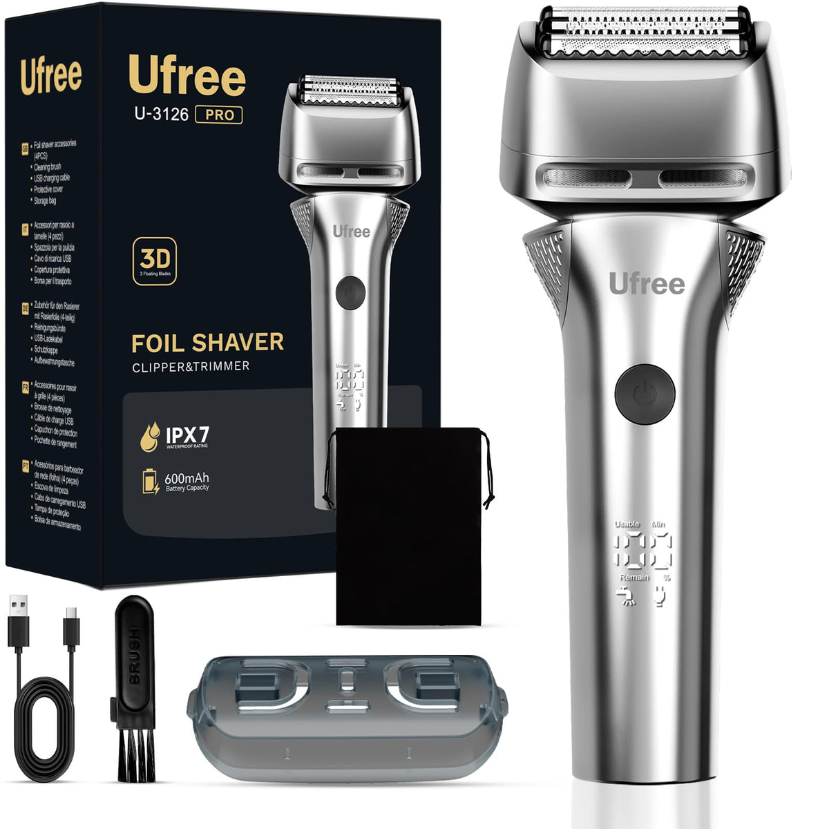 Ufree Foil Shaver exterior with pop-up trimmer for precise edging
