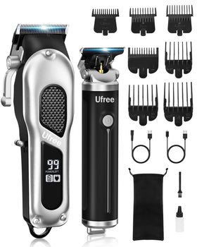 Ufree hair clippers set front view for precise home grooming options.